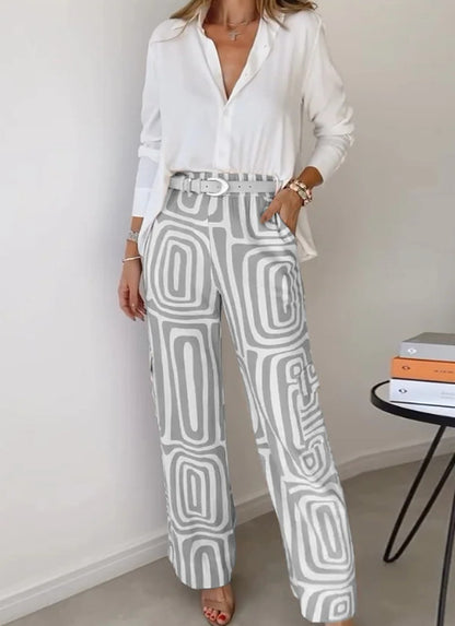 Kammay stylish trouser set including blouse+ free belt