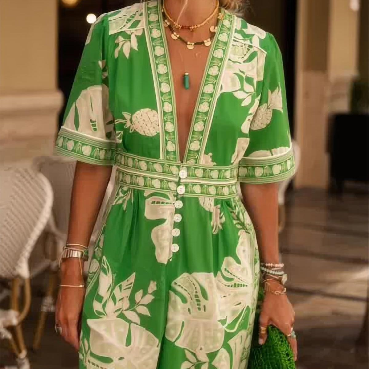 Florentine | Holiday Floral Print Jumpsuit