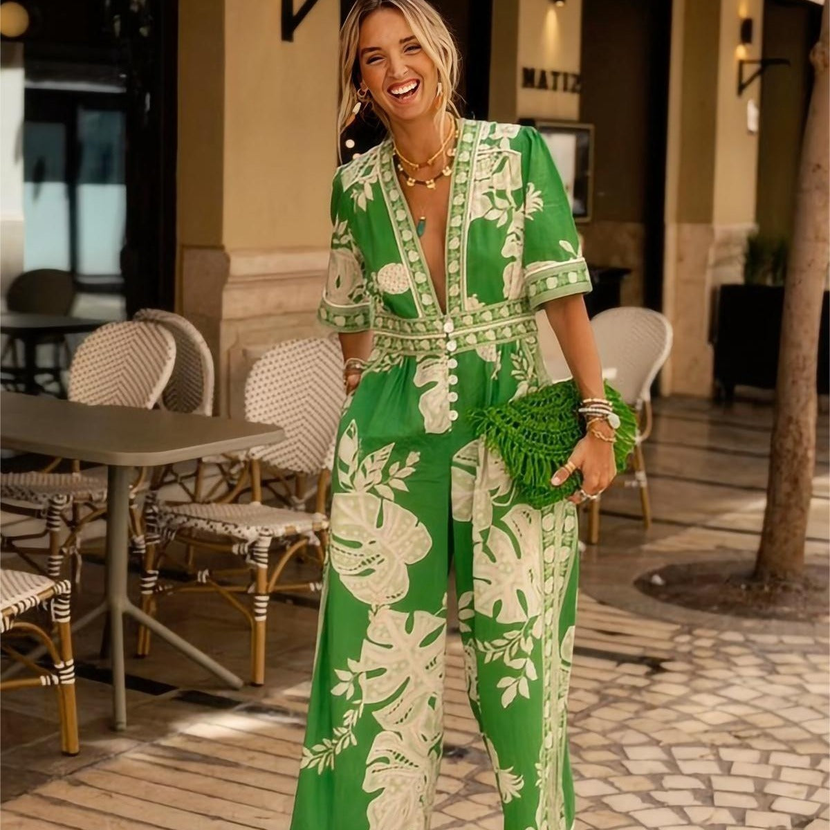 Florentine | Holiday Floral Print Jumpsuit