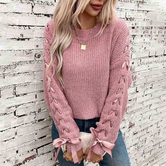 Lynn Lace-up Bow Pullover