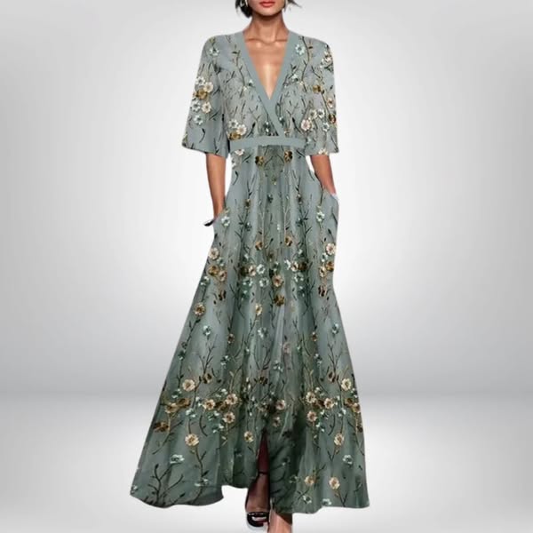 Evie - Elegant Dress With Flower Pattern