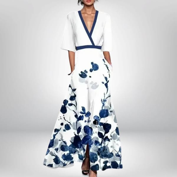 Evie - Elegant Dress With Flower Pattern